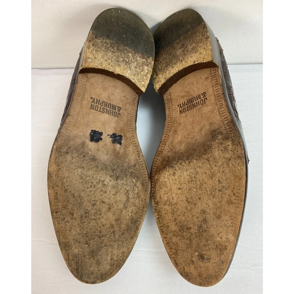 Johnston & Murphy Men’s Brown Crocodile Horsebit Loafers Size 8M